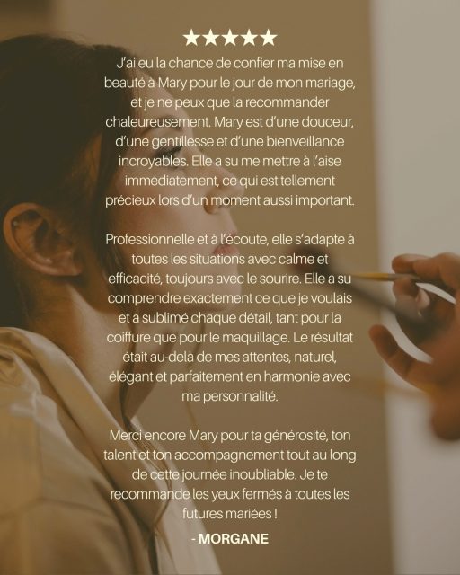 Quelques avis de mes chères mariées 💄 Déjà 5 ans que je vous accompagne pour vous maquiller et vous coiffer sur votre jour J et c'est toujours autant de bonheur partagé !
Très reconnaissante de faire un métier que j'aime autant 🙏

Big up à @lucillechimer.mua qui apparait souvent dans mes avis pour la qualité de son travail 

#mariage #mariagelyon #maquilleuse #maquilleuselyon #coiffeuselyon